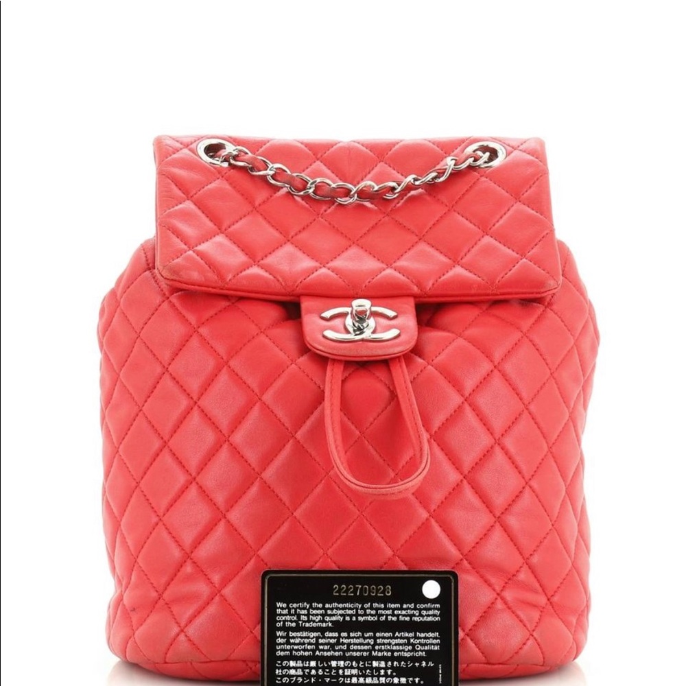Chanel Urban Spirit backpack red silver hardware
